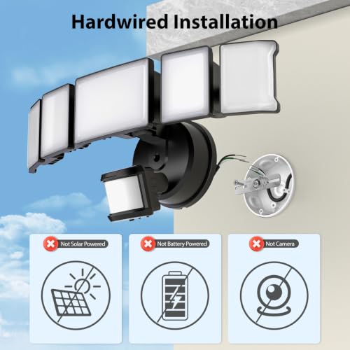 2 Pack 18000LM Motion Sensor Outdoor Lights (Black)