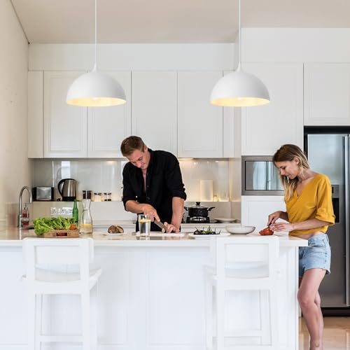 White Farmhouse Pendant Light 11.8inches 2 Packs (2 Count)