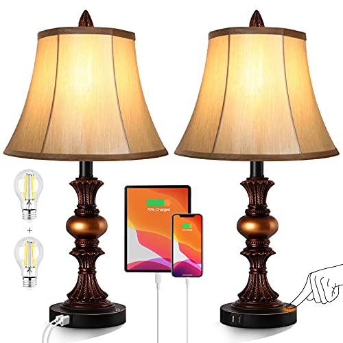 Touch Control Traditional Table Lamp Set of 2 (2 Count)