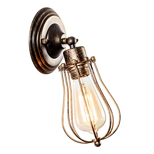 Industrial Wall Sconce Vintage Lighting Adjustable Lamp Socket Wire Metal Cage Wall Light Shade Edison Style Antique Fixture Porch Mirror