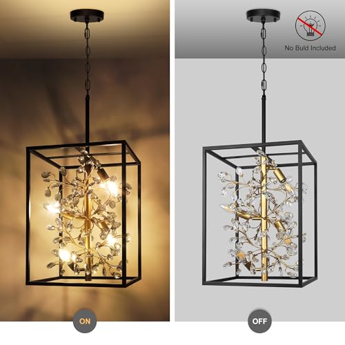 Large Black and Gold Lantern Chandelier