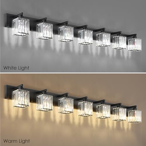 Black Vanity Light Crystal Bathroom Lighting Fixtures Modern Bathroom Vanity Light 7 Light