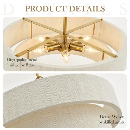 20”Hand Woven Rattan Chandelier Boho Pendant Light Adjustable Coastal Pendant Light for Kitchen Island Dining Living Room
