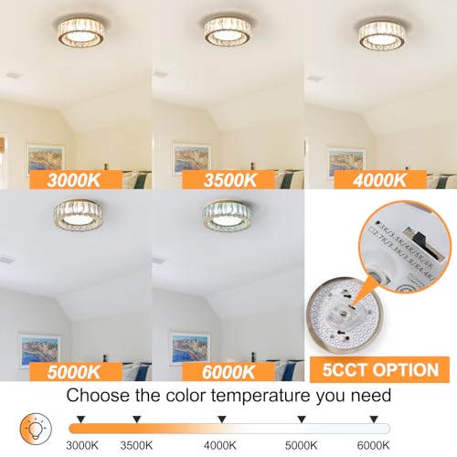 11 Inch Dimmable Luxury Crystal LED Flush Mount Ceiling Light