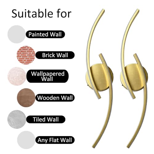 Set of 2 Crystal Glow Effect Gold Adhesive Wall Sconces Battery Operated
