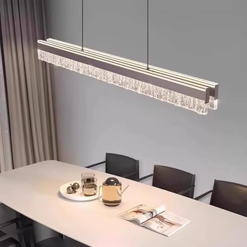 Dimmable Kitchen Island Lighting Modern LED Linear Chandelier Lighting Fixture 39in Crystal Modern Led Pendant Light Fixtures Over Table for Dining Room Kitchen Living Room