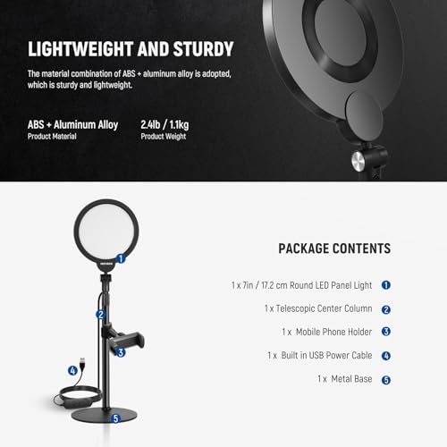 Basics 7" Desk Ring Light for Video Recording