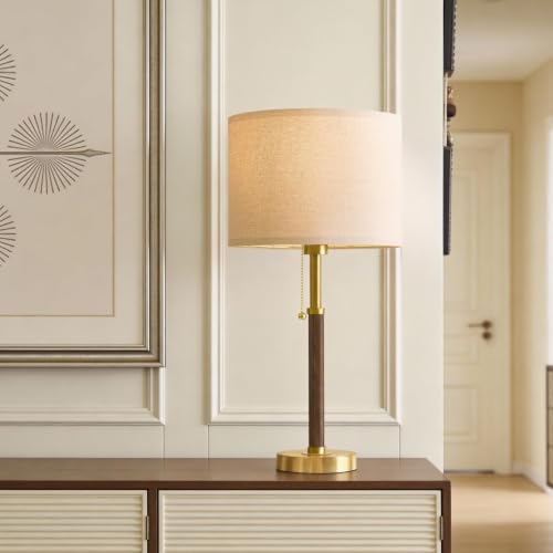 Wood Table Lamps 22" Mid Century Modern Lamps for Bedroom Living Room Lamps (2 Count)
