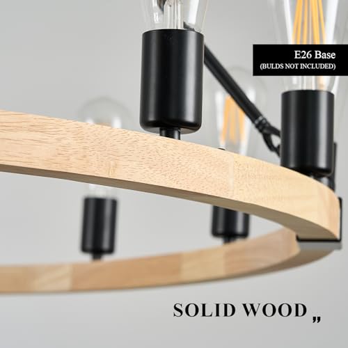 Natural Wooden Wagon Wheel Chandelier 16