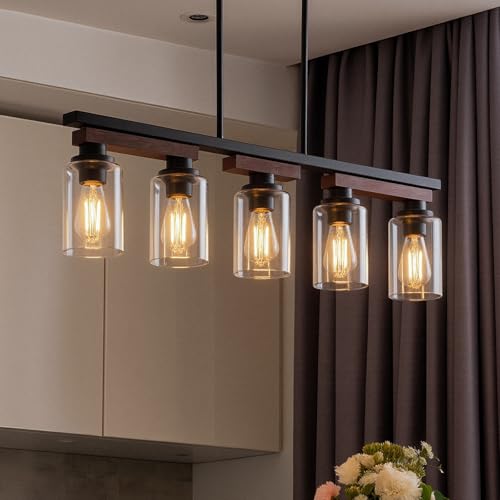 5 Light Black Linear Chandelier
