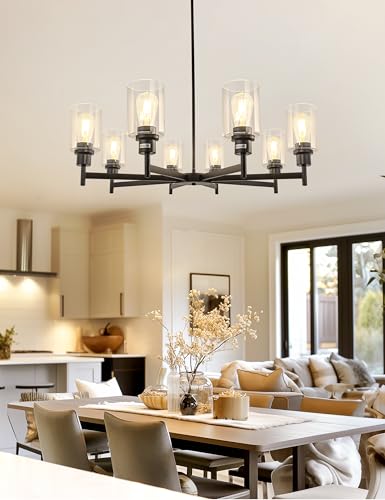 8 Light Black Chandelier for Dining Room Light Fixture