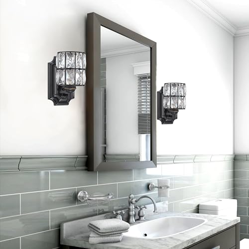 Crystal Wall Sconce Black Dry&Wet Dual Use 1 Light 2 Pack UL Certified (2 Count)