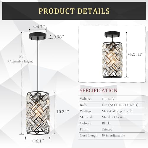 Black Crystal Pendant Light
