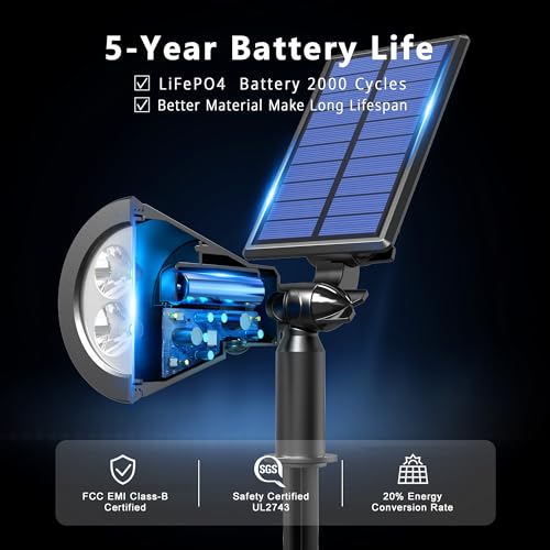 6 Pack Solar Spot Lights Outdoor Waterproof with Focus Beam (6 Count)