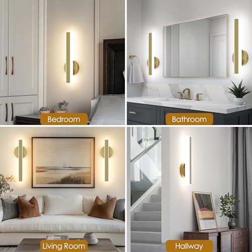 Gold Wall Sconce Hardwired Modern LED 18W Wall Sconce Set of Two