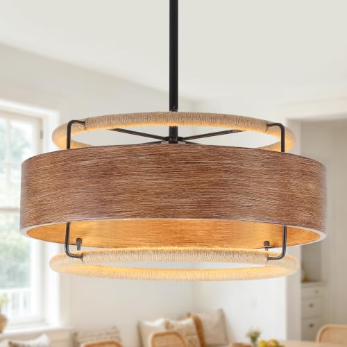 19.5" Farmhouse Rattan Chandelier