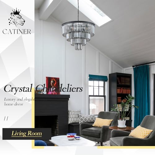 24" Smoke Gray Crystal Chandeliers