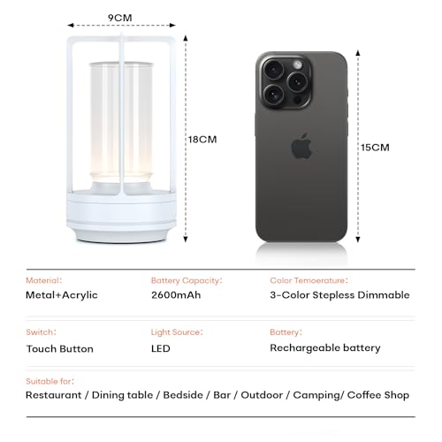 Rechargeable Cordless Small Metal Table Lamp