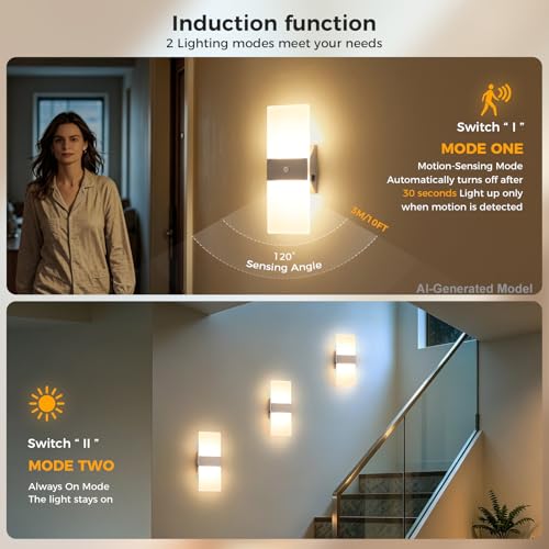 Motion Sensor Wall Sconce Set of 2