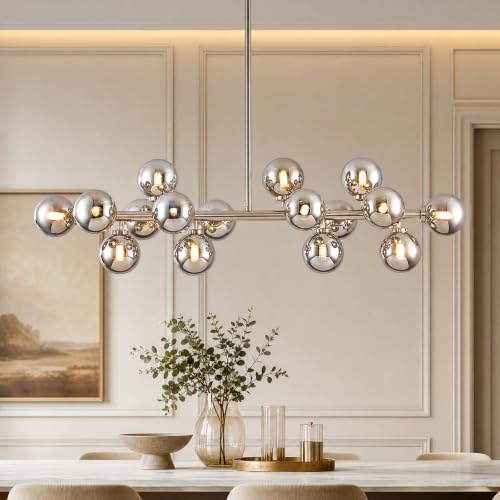 Mid Century Modern Glass Globe Sputnik Chandelier with Smoke Grey Bubble
