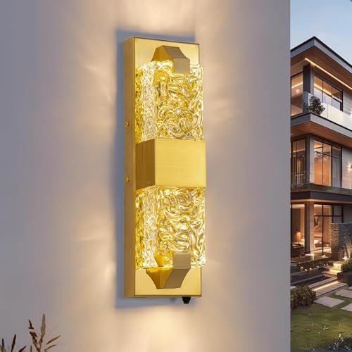 15.3" Dusk to Dawn Outdoor Wall Light 12W LED Gold 1