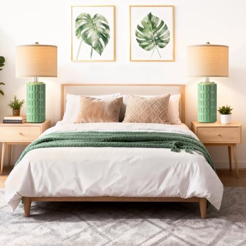 23" Farmhouse Modern Ceramic Table Lamp Set of 2 (2 Count)