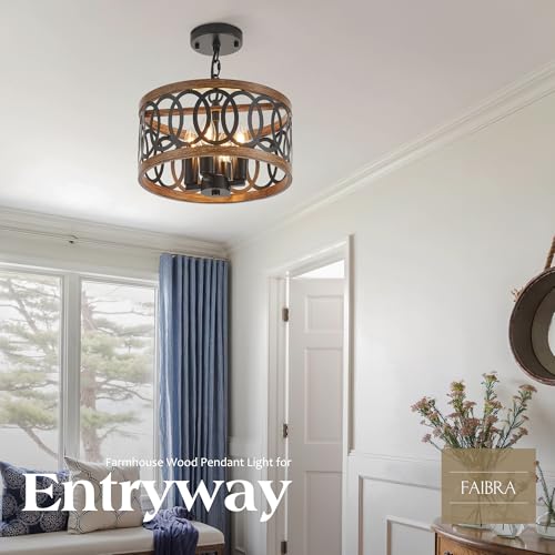 4 Light Farmhouse Drum Pendant Light (4 Count)