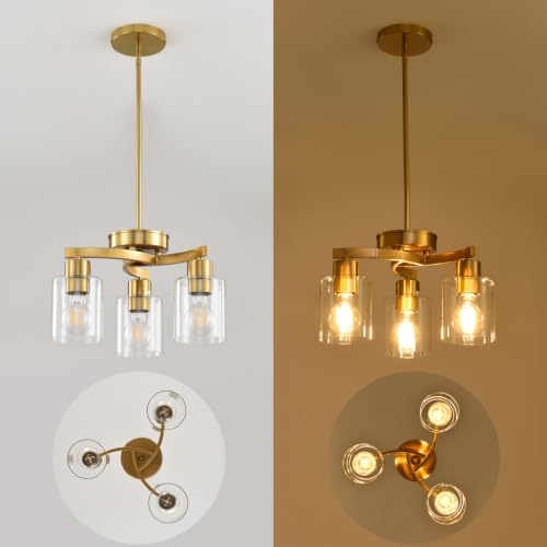 3 Light Brass Gold Dining Room Chandelier