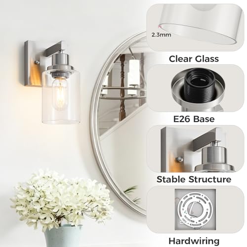Bathroom Wall Sconce Set of 2 Brushed Nickel Bathroom Vanity Light