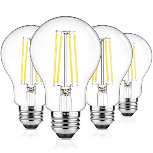 A19 Vintage LED Edison Bulbs Dimmable 60W Equivalent High Brightness (4 Count)