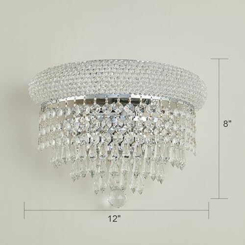 2 Lights Crystal Icicle Prisms Drops Wall Sconce Light for Living Room Dining Room Bathroom Vanity Mirrors Hallway Bedroom Closet Stairway