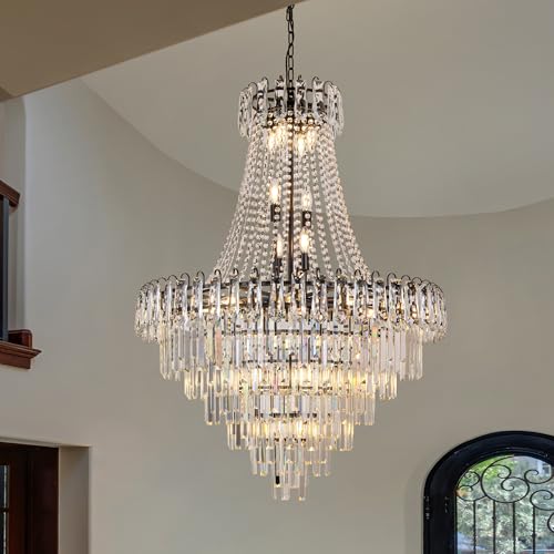 34 Inch Large Tiered Empire Crystal Chandelier