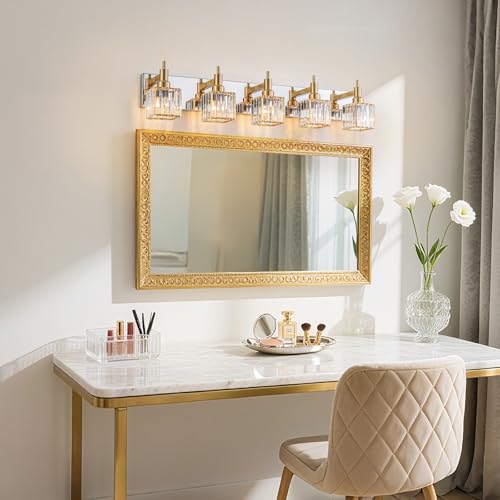 Crystal Bathroom Light Gold Chrome 5