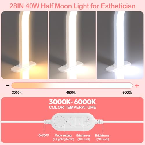 Upgrade Large Half Moon Light for Nail Desk with Phone Holder for Nail Lamp