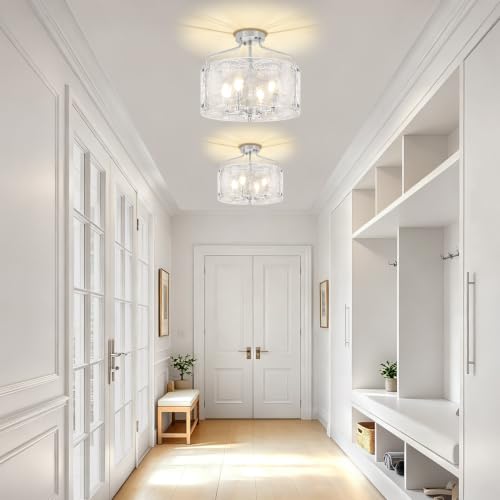 Modern Brushed Nickel Semi Flush Ceiling Light