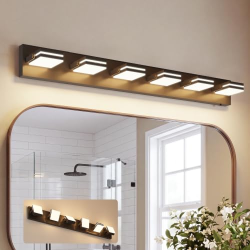 6 Light Bathroom Vanity Light (Black-5CCT / 42-Inch)