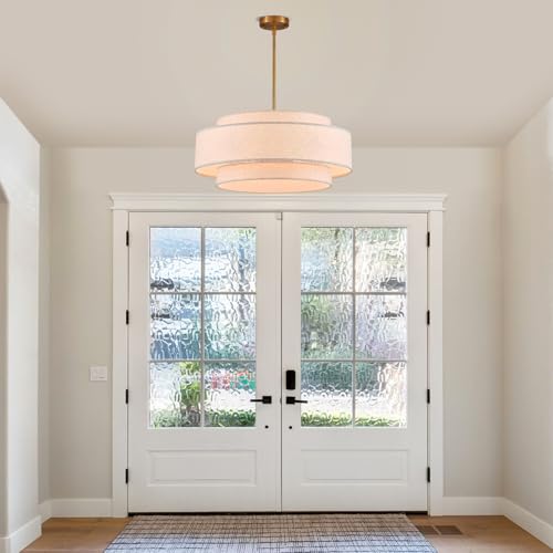 23.6" Large Linen Drum Chandelier