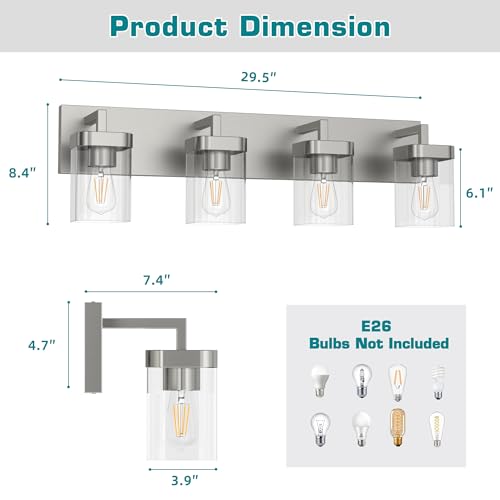 4 Light Bathroom Light Fixtures (4 Count)