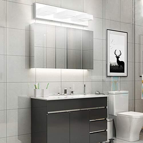 Modern LED Chrome Vanity Light Acrylic Stainless Steel for Bathroom Vanity Lighting Fixtures Cool White 6000K