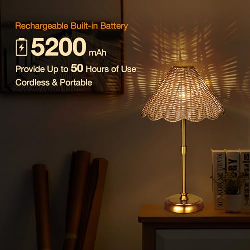 Cordless Boho Rattan Table lamp