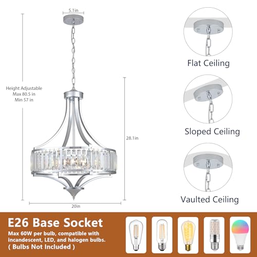 Modern Chrome Crystal Chandelier (5 Count)