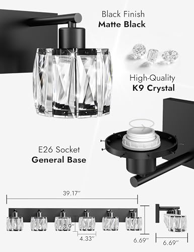 Crystal Vanity Lights for Bathrooms (6 Count)
