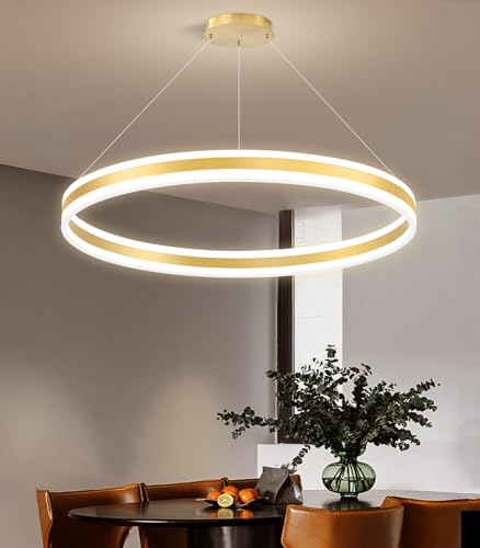 D31.5'' Modern Ring Chandelier for Dining Room LED Dimmable Pendant Lighting High Ceiling Chandelier for Living Room Foyer Bedroom Entryway 3000K