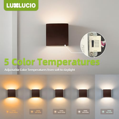 2 Pack Indoor Outdoor Brown Up and Down LED Wall Light (2 Count)