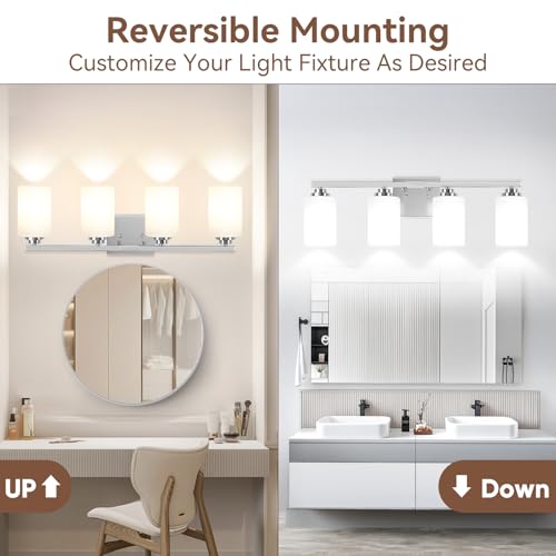 4 Light Brushed Nickel Bathroom Light Fixtures Over Mirror 27 Inches