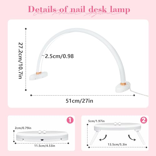 20" Half Moon Light for Nail Desk No Flicker&Shadow