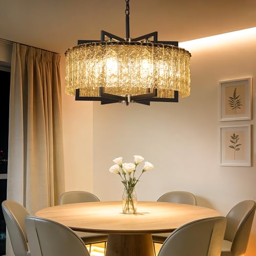 Modern Black Crystal Chandeliers for Dining Room