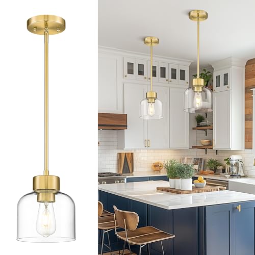7" Brushed Gold Pendant Lights Kitchen Island