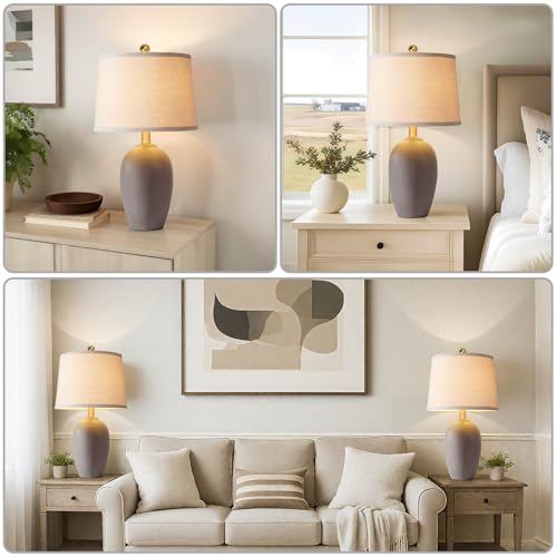 21'' Set of 2 Farmhouse Ceramic Small Table Lamps for Living Room Bedroom (2 Count)