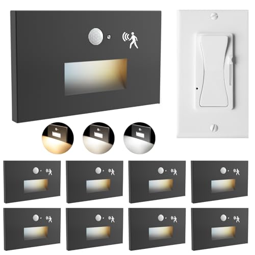 8 Pack 3CCT 120V Motion Sensor LED Step Lights Indoor Outdoor (8 Count)
